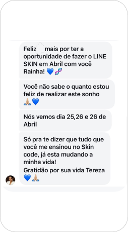 Mensagem real de aluna sobre o Mapa Anestésico da Face