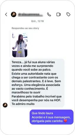 Print de mensagem de aluna de outra formação da Dra. Tereza Scardua (1)